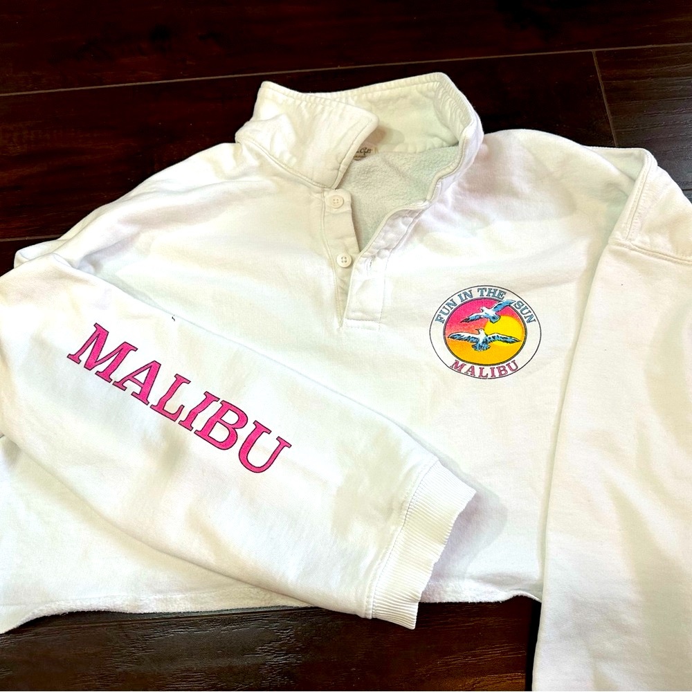 John Galt White Cropped Pullover